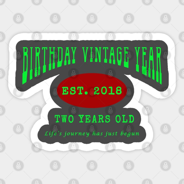 Birthday Vintage Year - Two Years Old Sticker by The Black Panther